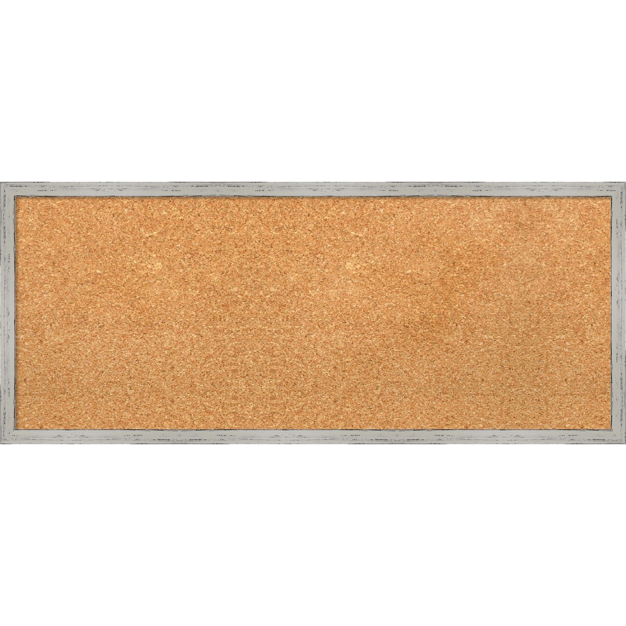 Shiplap White Narrow Wood Framed Corkboard, Natural Cork